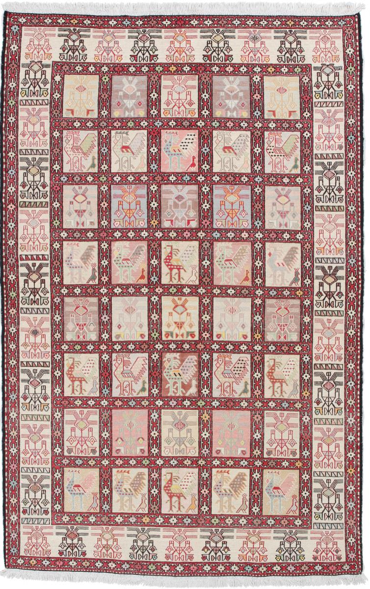 Persian Rug Kilim Soumak Shahsavan 6'5"x4'1" 6'5"x4'1", Persian Rug Knotted by hand