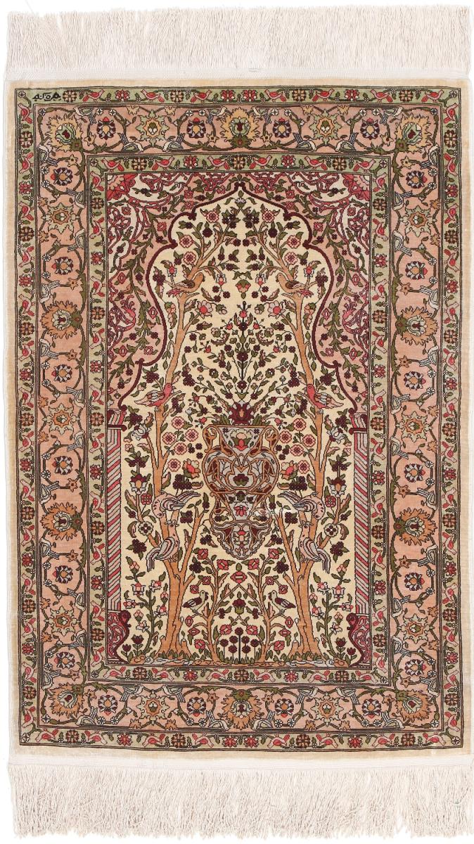  Hereke Silk 96x64 96x64, Persian Rug Knotted by hand