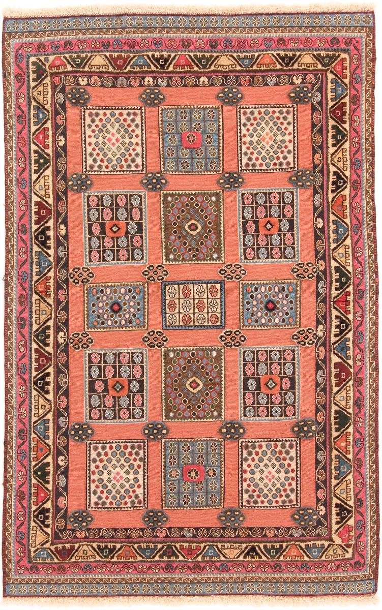 Persian Rug Kilim Soozani Nimbaft 5'1"x3'3" 5'1"x3'3", Persian Rug Knotted by hand