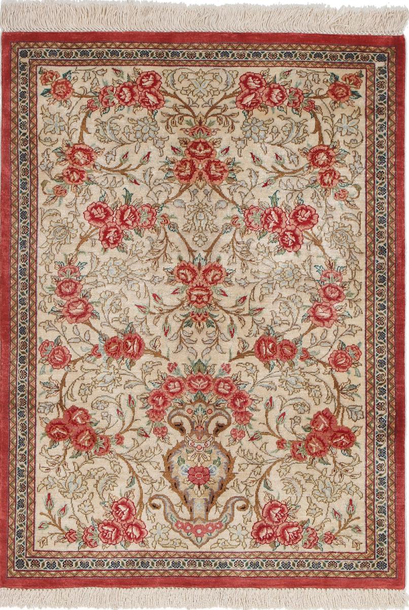 Perzisch tapijt Qum Zijde 81x57 81x57, Perzisch tapijt Handgeknoopte