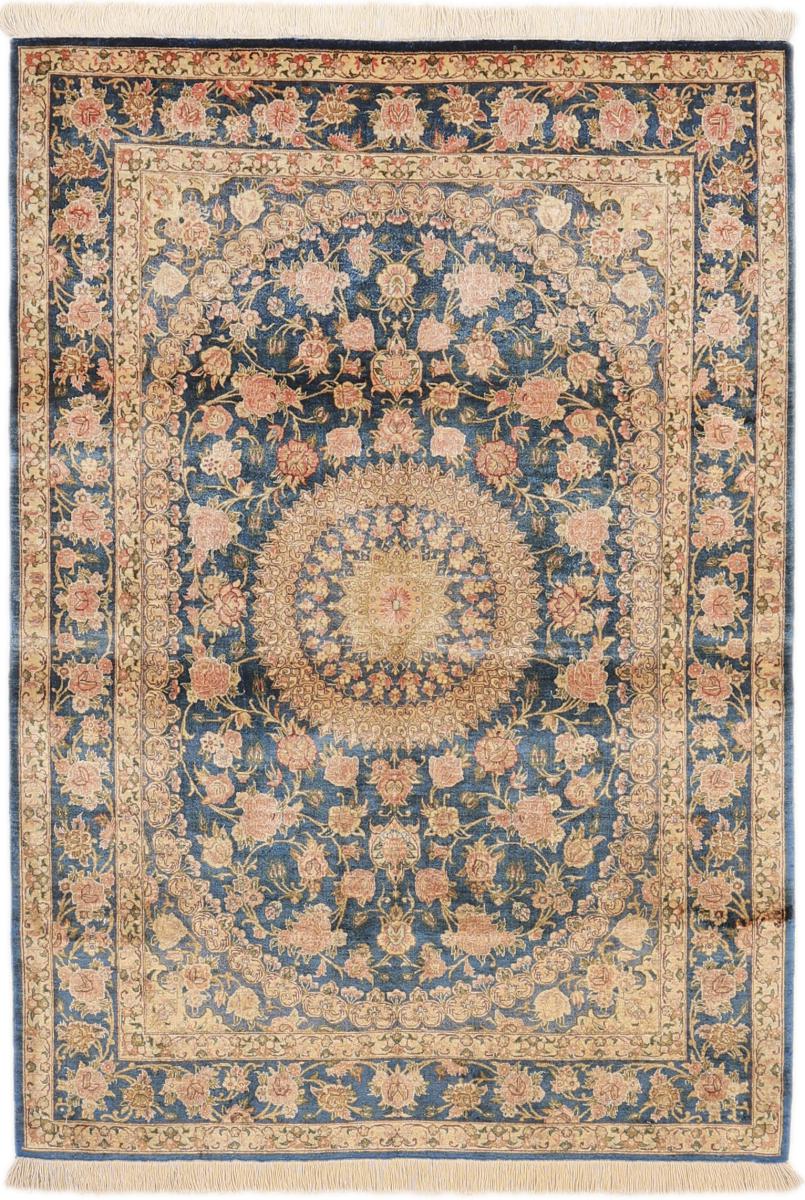 Perzisch tapijt Qum Zijde 142x98 142x98, Perzisch tapijt Handgeknoopte