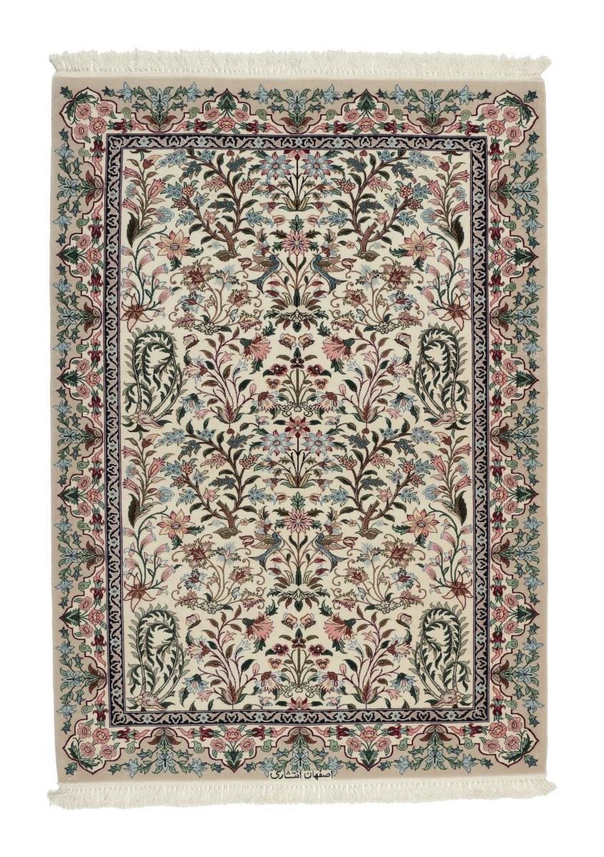 Persian Rug Isfahan Silk Warp 5'3"x3'8" 5'3"x3'8", Persian Rug Knotted by hand
