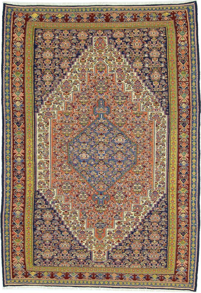 Perzisch tapijt Kilim Senneh 9'10"x6'9" 9'10"x6'9", Perzisch tapijt Handgeknoopte