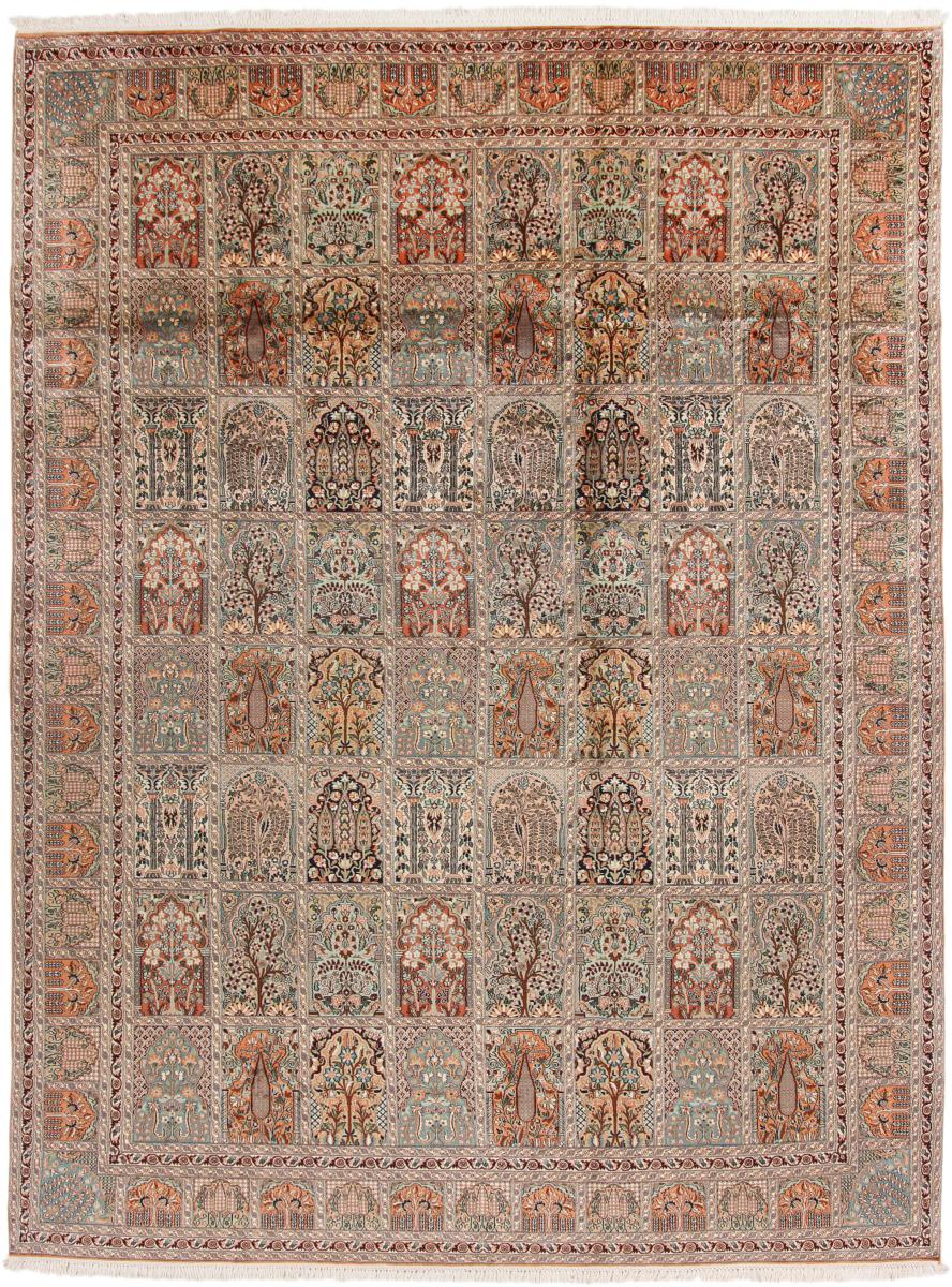 Green Turkish silk rug, Kashmir Silk Rug