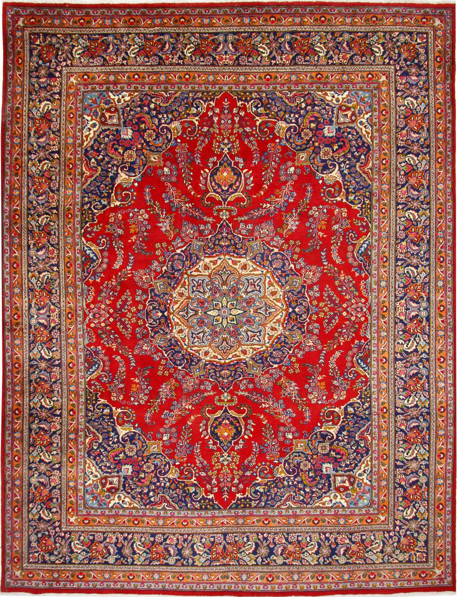  ペルシャ絨毯 Mashhad 13'2"x10'1" 13'2"x10'1",  ペルシャ絨毯 手織り