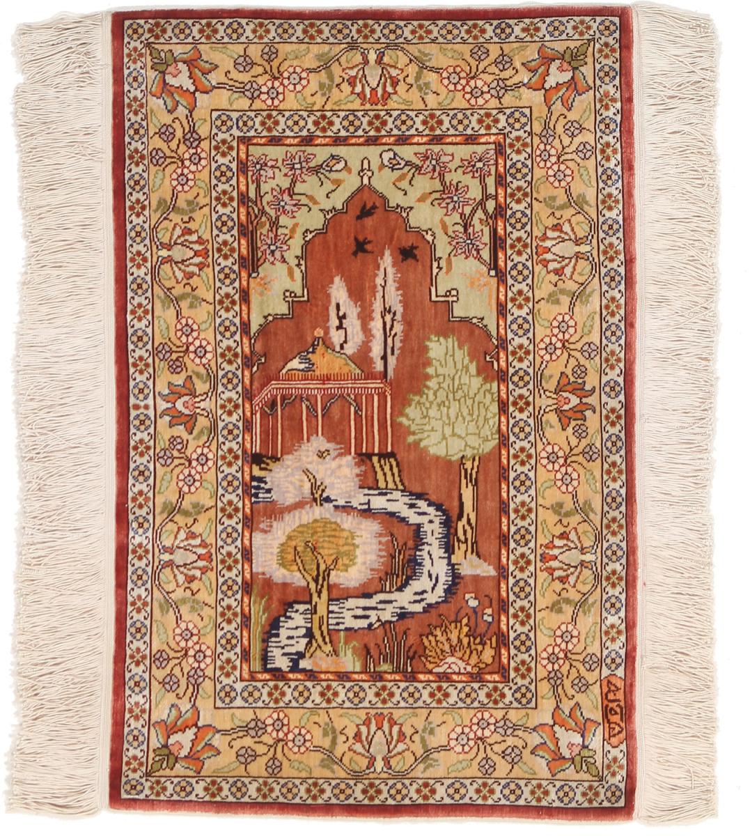  Hereke Zijde 56x38 56x38, Perzisch tapijt Handgeknoopte