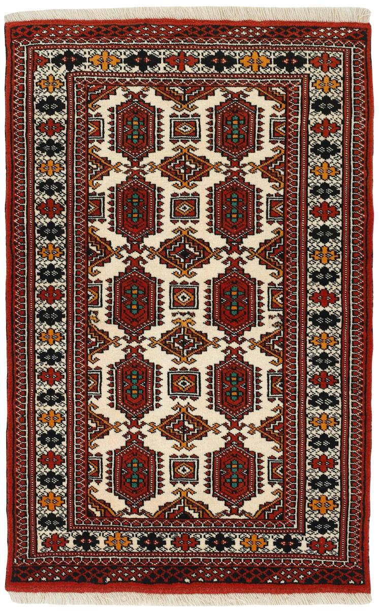 Persian Rug Turkaman 4'2"x2'8" 4'2"x2'8", Persian Rug Knotted by hand
