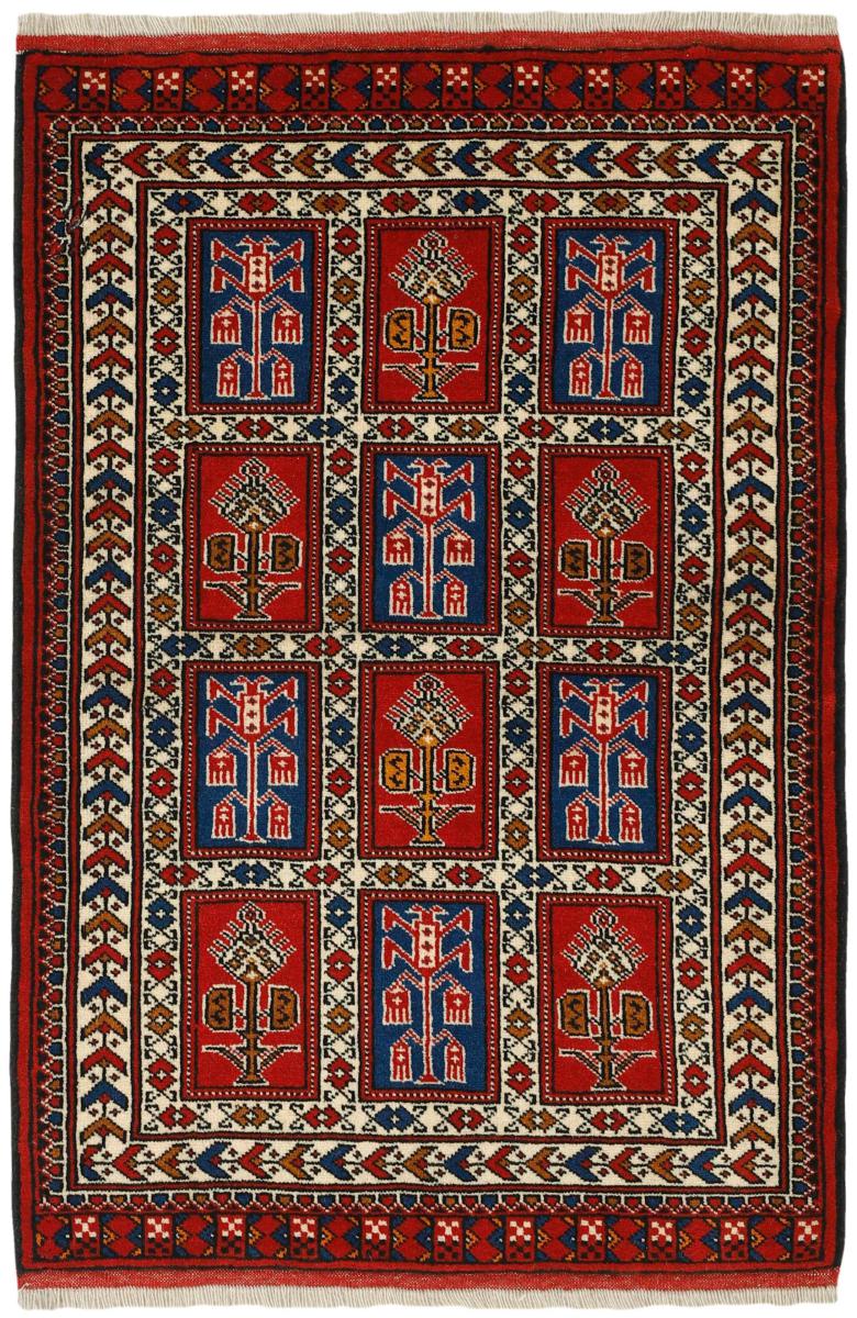  ペルシャ絨毯 トルクメン 4'2"x2'10" 4'2"x2'10",  ペルシャ絨毯 手織り