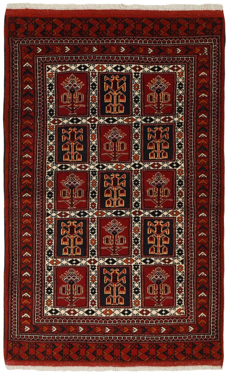  ペルシャ絨毯 トルクメン 4'4"x2'9" 4'4"x2'9",  ペルシャ絨毯 手織り