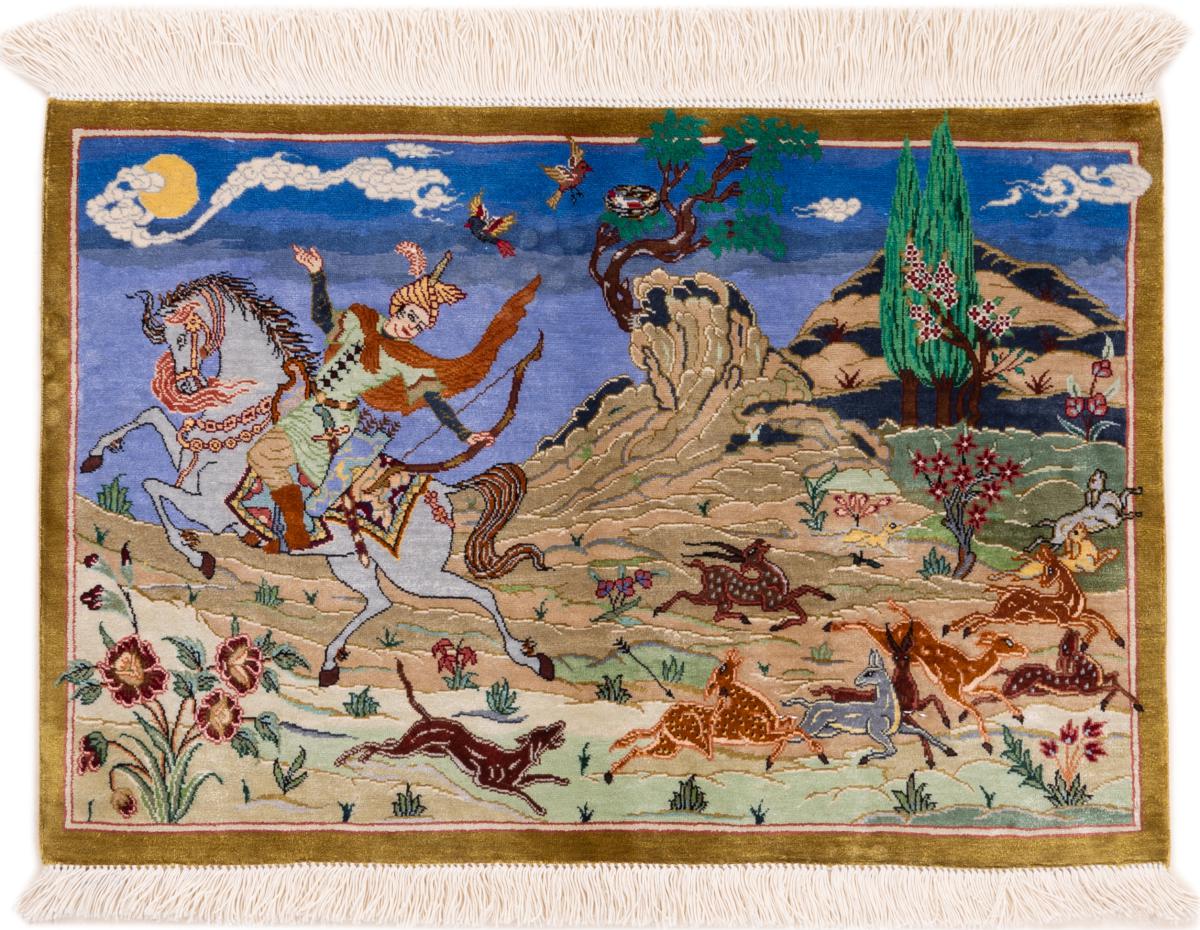 Perzisch tapijt Qum Zijde Signed 39x58 39x58, Perzisch tapijt Handgeknoopte