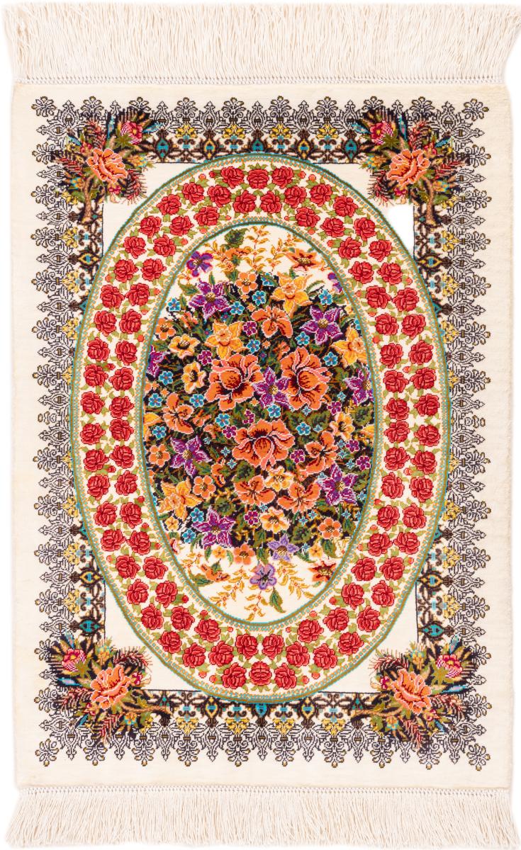 Perzisch tapijt Qum Zijde Signed 63x43 63x43, Perzisch tapijt Handgeknoopte
