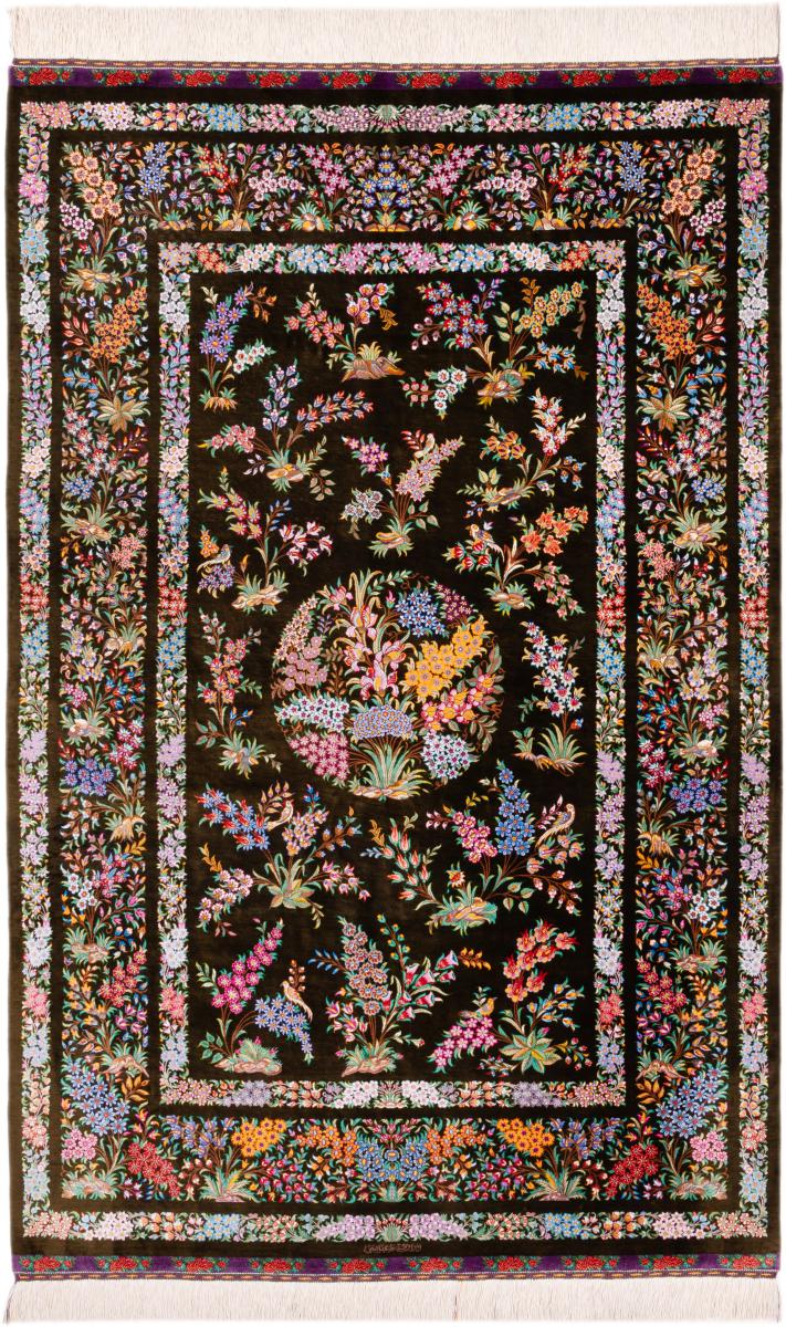 Persialainen matto Ghom Silkki Signed Abbasi 207x131 207x131, Persialainen matto Solmittu käsin