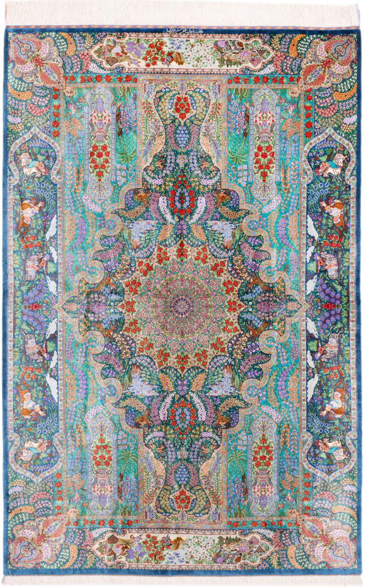 Persialainen matto Ghom Silkki Signed Shirazi 206x137 206x137, Persialainen matto Solmittu käsin