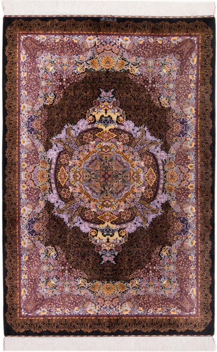 Persian Rug Qum Silk Signed Kazemi 197x130 197x130, Persian Rug Knotted by hand