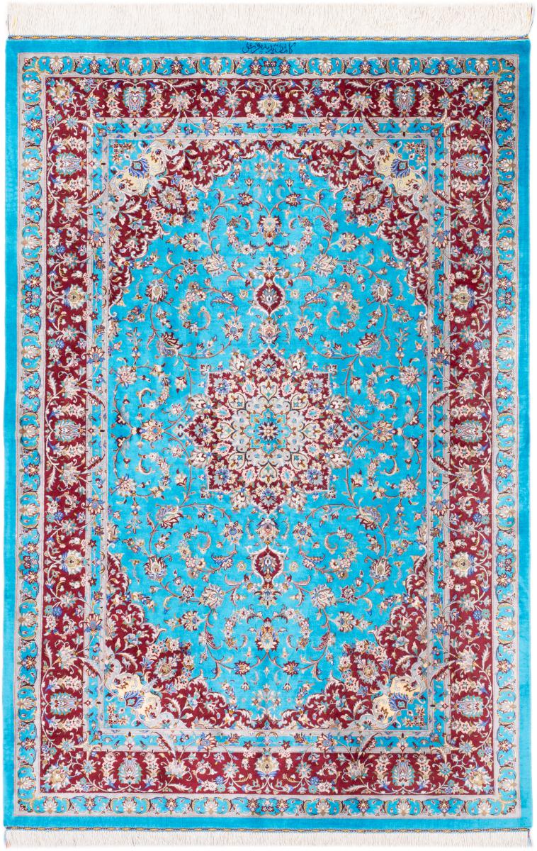 Persian Rug Qum Silk Signed Padideh 6'7"x4'5" 6'7"x4'5", Persian Rug Knotted by hand