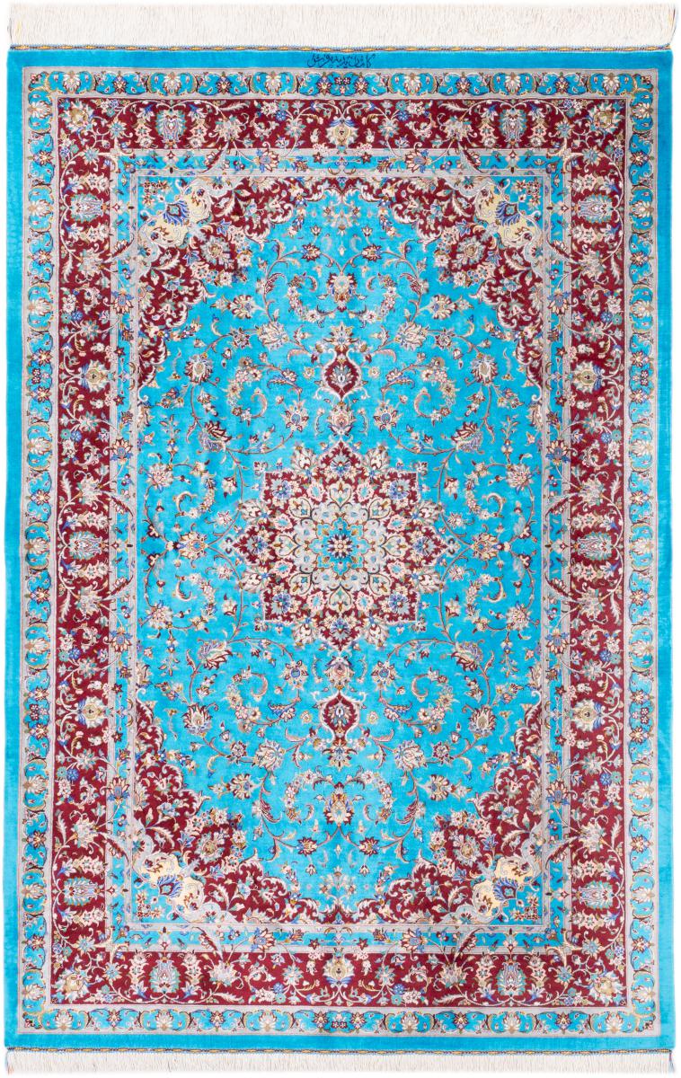 Tapis persan Ghom Soie Signé Padideh 6'7"x4'5" 6'7"x4'5", Tapis persan Noué à la main