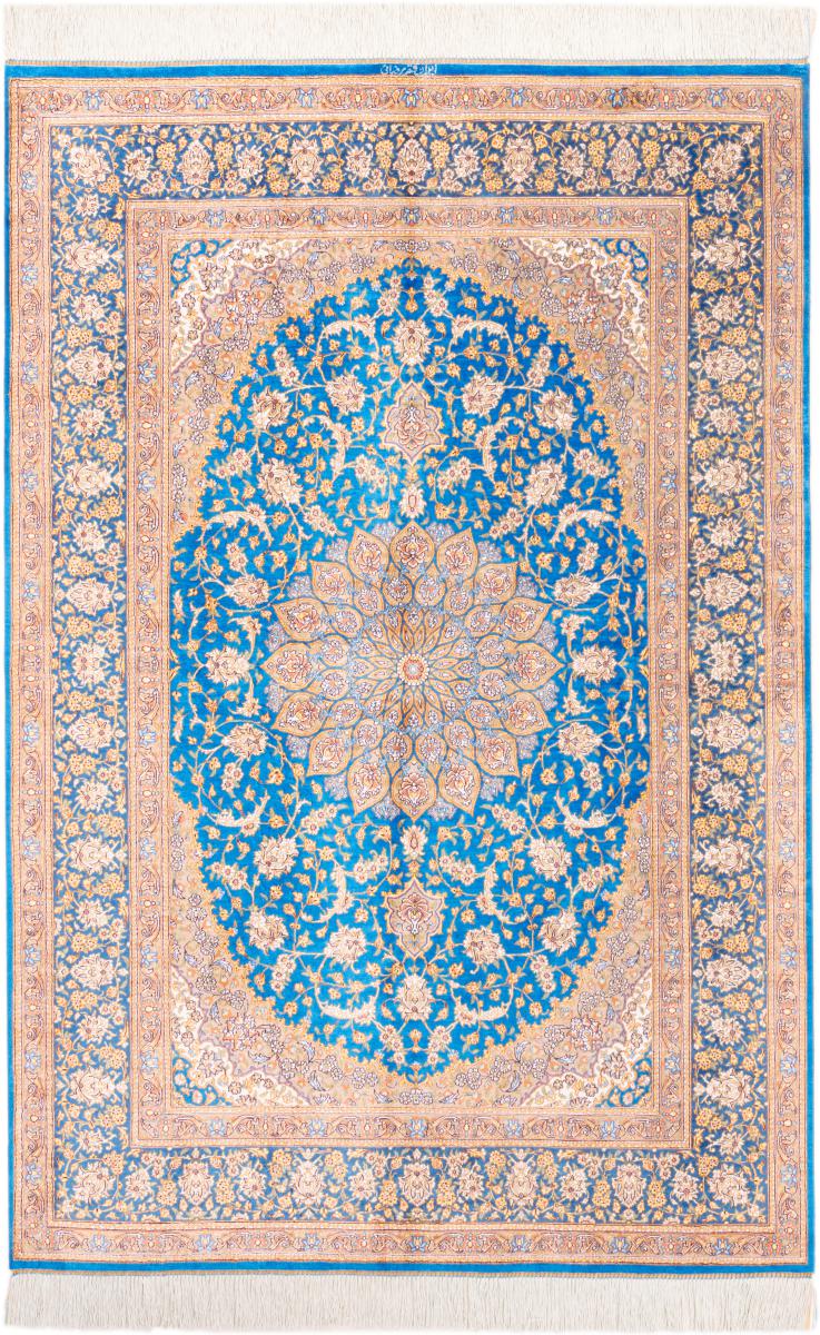 Perzisch tapijt Qum Zijde Signed Rezaei 197x132 197x132, Perzisch tapijt Handgeknoopte
