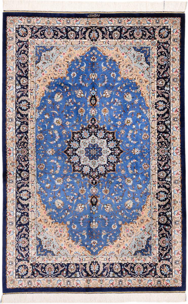 Persialainen matto Ghom Silkki Signed Erami 205x135 205x135, Persialainen matto Solmittu käsin