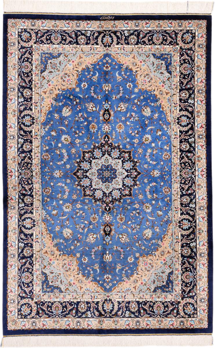 Tapis persan Ghom Soie Signé Erami 205x135 205x135, Tapis persan Noué à la main