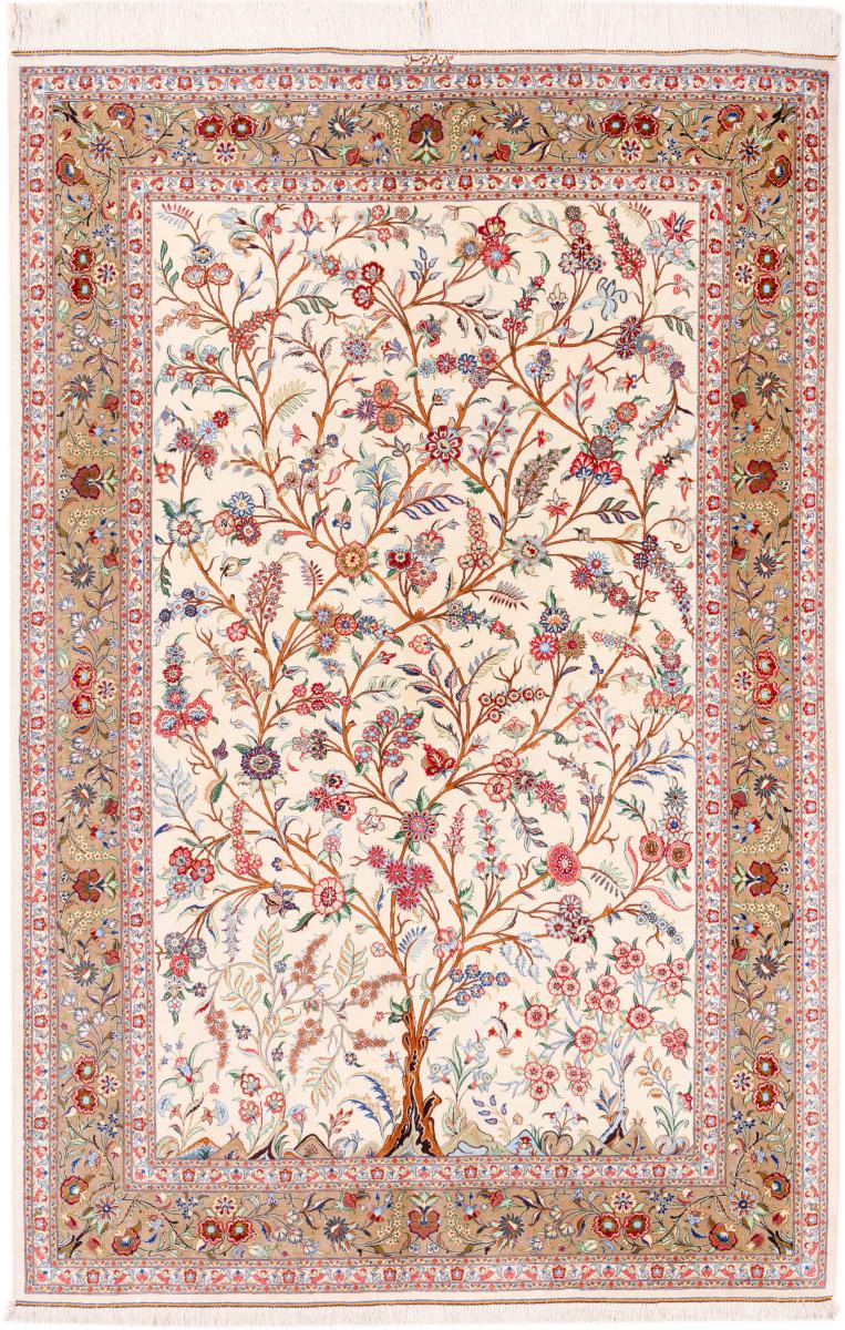 Persialainen matto Ghom Silkki Signed Motevasel 206x136 206x136, Persialainen matto Solmittu käsin