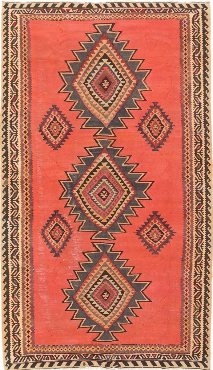  ペルシャ絨毯 キリム Fars Azerbaijan アンティーク 9'7"x5'4" 9'7"x5'4",  ペルシャ絨毯 手織り