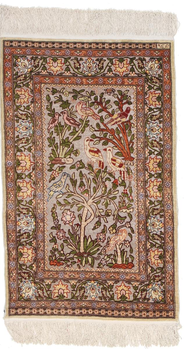  Hereke Silk 3'1"x1'11" 3'1"x1'11", Persian Rug Knotted by hand