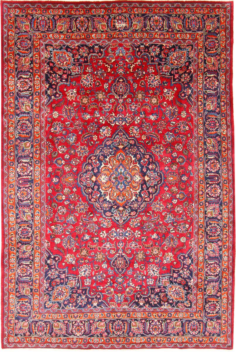 Persian Rug Mashhad 9'9"x6'6" 9'9"x6'6", Persian Rug Knotted by hand