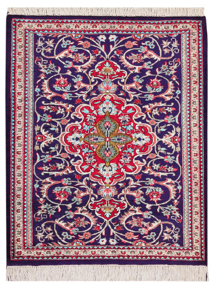  ペルシャ絨毯 クム シルク 2'4"x1'8" 2'4"x1'8",  ペルシャ絨毯 手織り