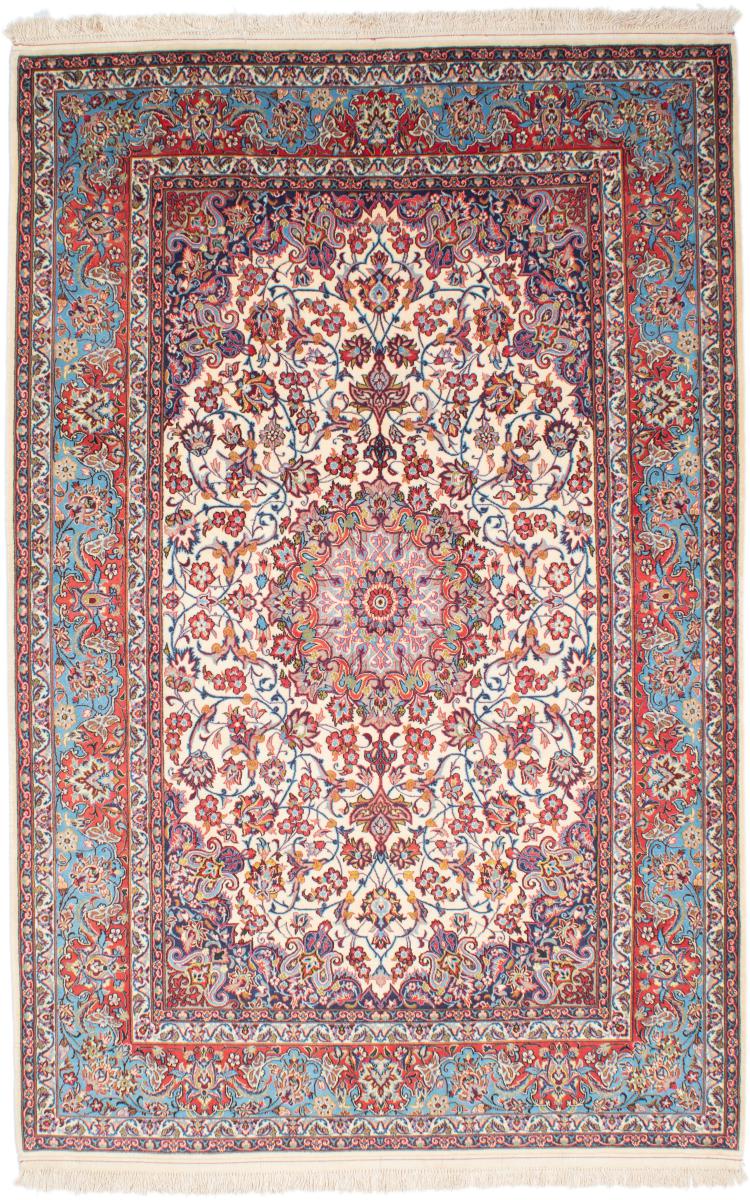 Persian Rug Isfahan Silk Warp 7'7"x4'11" 7'7"x4'11", Persian Rug Knotted by hand