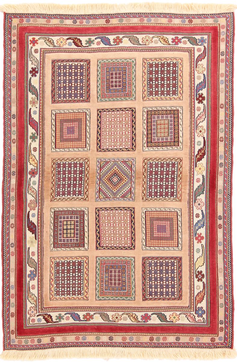 Persian Rug Kilim Soozani Nimbaft 5'0"x3'5" 5'0"x3'5", Persian Rug Knotted by hand