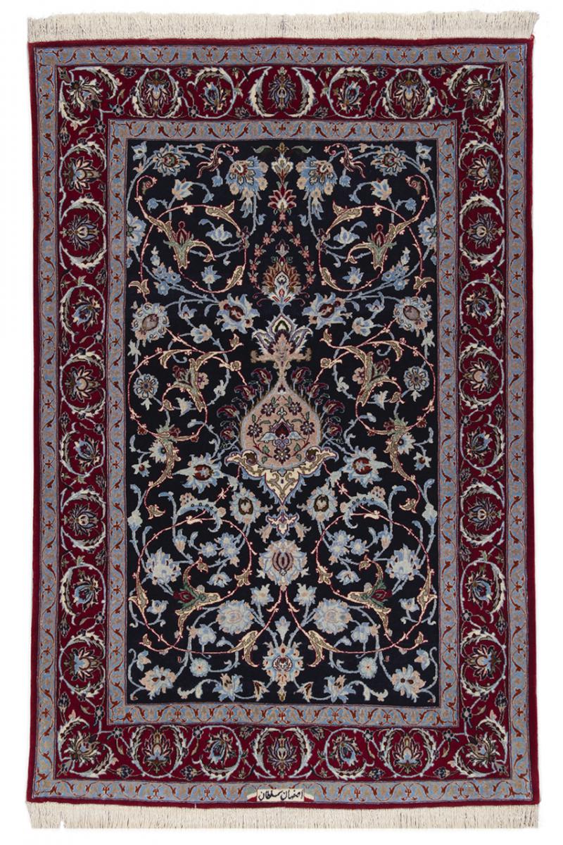 Persian Rug Isfahan Sherkat Silk Warp 5'4"x3'6" 5'4"x3'6", Persian Rug Knotted by hand