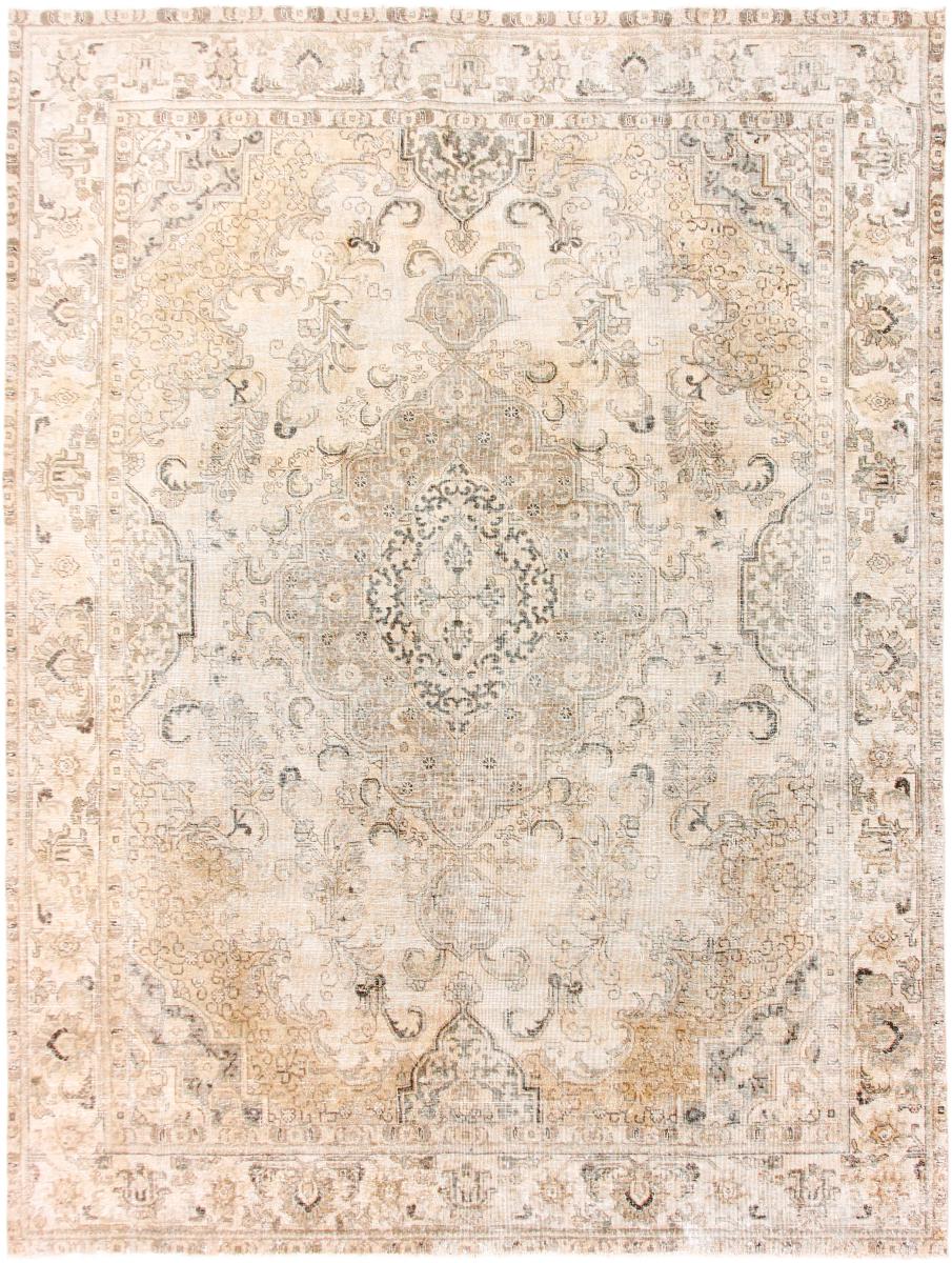 Vintage Over-Dyed Tabriz Persian Area Rug Hand-Knotted Wool Carpet - 7'10 x 10'10 - Gold/ Brown/ Light Blue