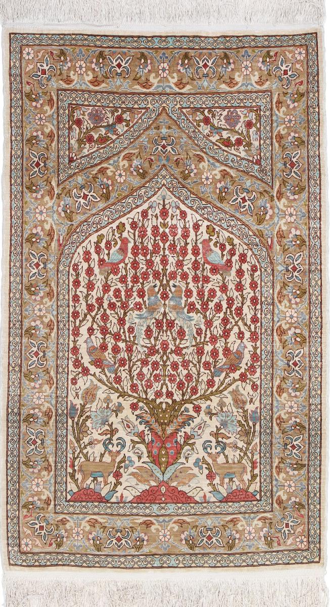  Hereke Silk 110x66 110x66, Persian Rug Knotted by hand
