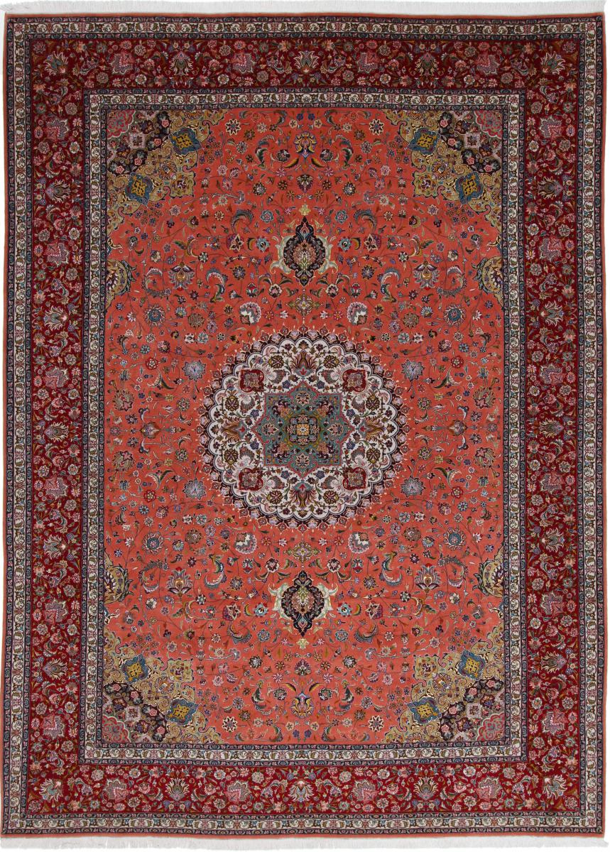 Persian Rug Tabriz 50Raj 13'0"x9'11" 13'0"x9'11", Persian Rug Knotted by hand