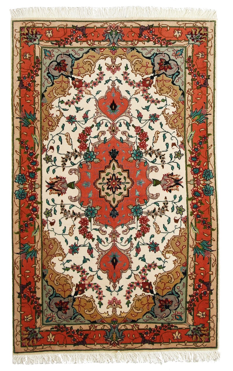 Persian Rug Tabriz 50Raj 4'0"x2'6" 4'0"x2'6", Persian Rug Knotted by hand