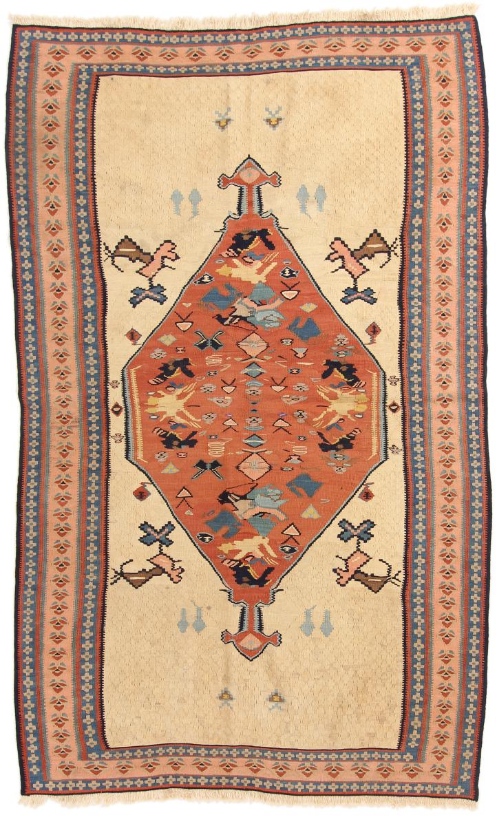 Persian Rug Kilim Fars 7'9"x4'9" 7'9"x4'9", Persian Rug Woven by hand