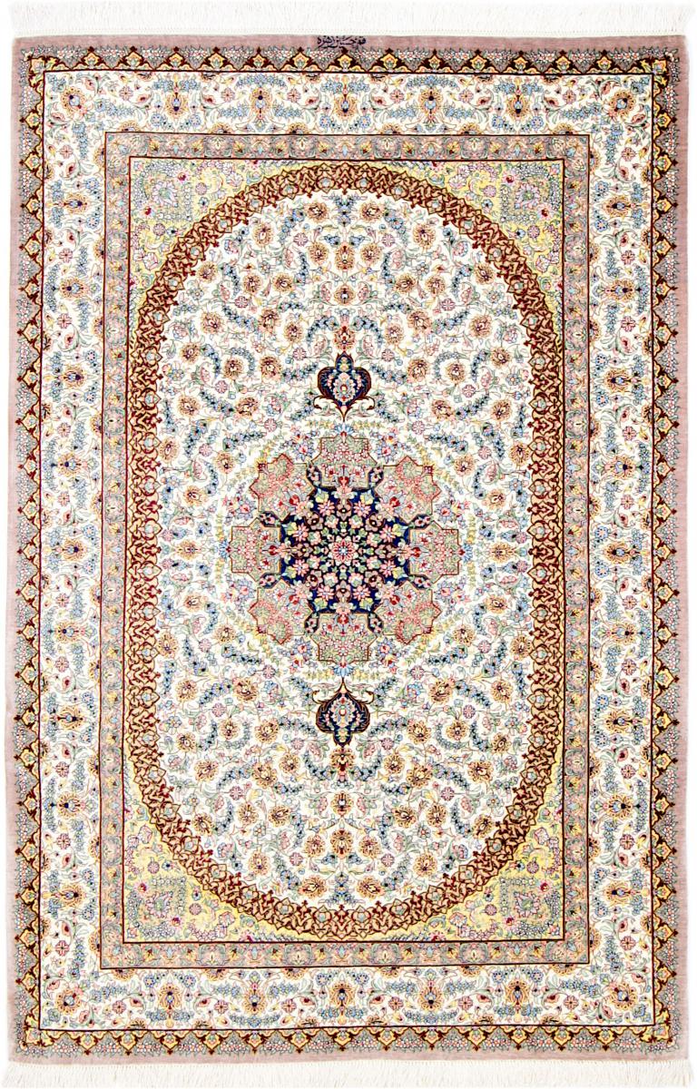 Persisk tæppe Ghom Silke 152x101 152x101, Persisk tæppe Knyttet i hånden
