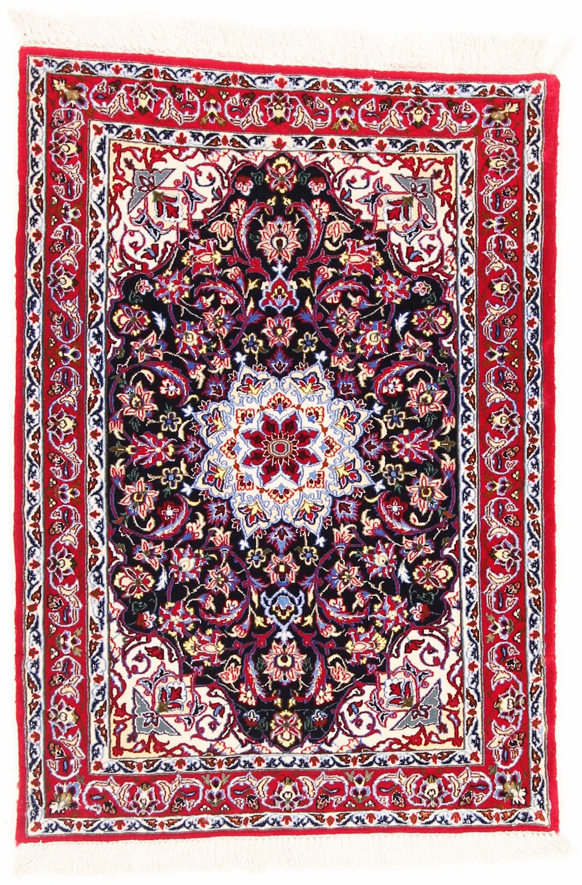 Perzisch tapijt Isfahan Zijden Pool 3'4"x2'4" 3'4"x2'4", Perzisch tapijt Handgeknoopte