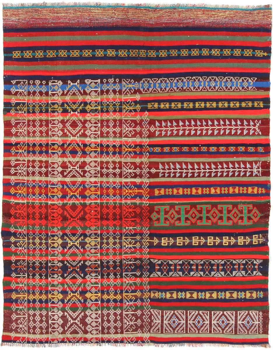 Afghan rug Kilim Afghan Antique 5'3"x4'2" 5'3"x4'2", Persian Rug Woven by hand