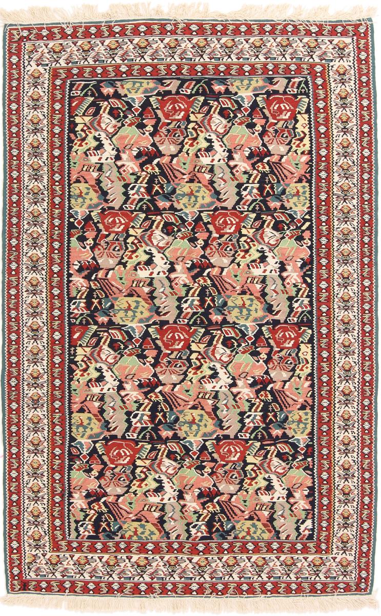 Tappeto persiano Kilim Fars Ordito in Seta 151x96 151x96, Tappeto persiano Tessuto a mano