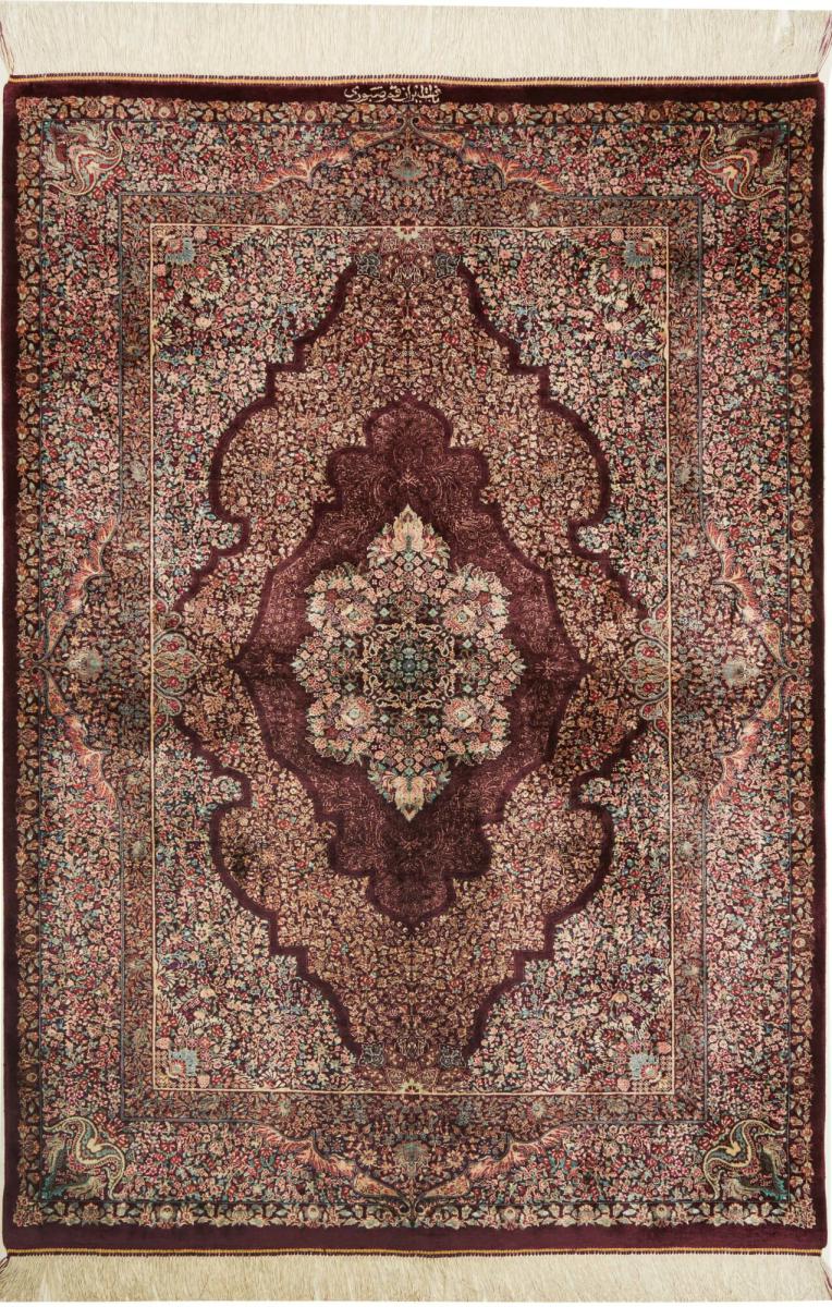 Persialainen matto Ghom Silkki 144x99 144x99, Persialainen matto Solmittu käsin