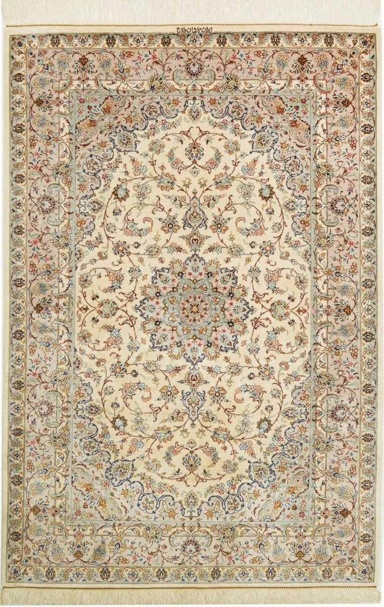 Persian Rug Qum Silk 4'11"x3'4" 4'11"x3'4", Persian Rug Knotted by hand