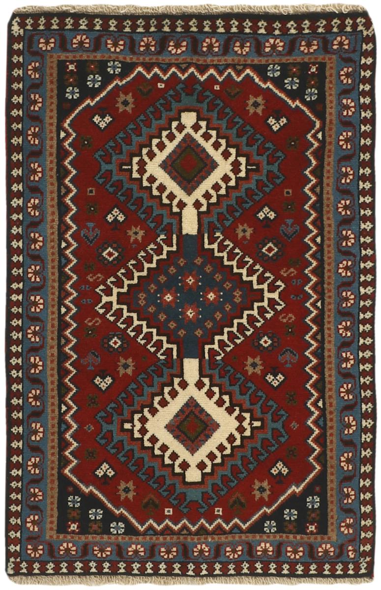 Persian Rug Yalameh 3'1"x2'0" 3'1"x2'0", Persian Rug Knotted by hand