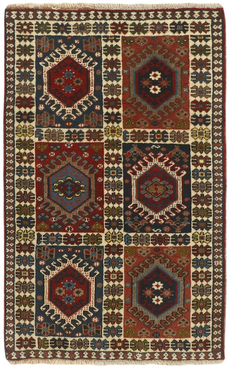 Persian Rug Yalameh 3'2"x2'0" 3'2"x2'0", Persian Rug Knotted by hand