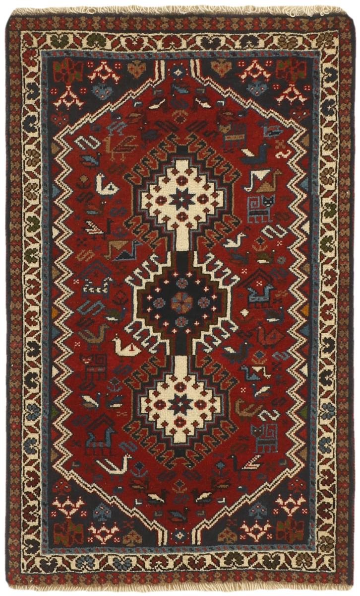 Persian Rug Yalameh 3'1"x2'0" 3'1"x2'0", Persian Rug Knotted by hand
