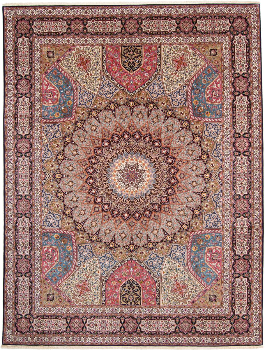 Persian Rug Tabriz 50Raj 13'1"x9'10" 13'1"x9'10", Persian Rug Knotted by hand