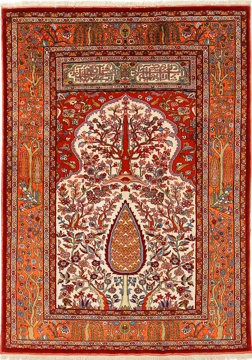Tapis persan Mashhad Chaîne de Soie 190x135 190x135, Tapis persan Noué à la main