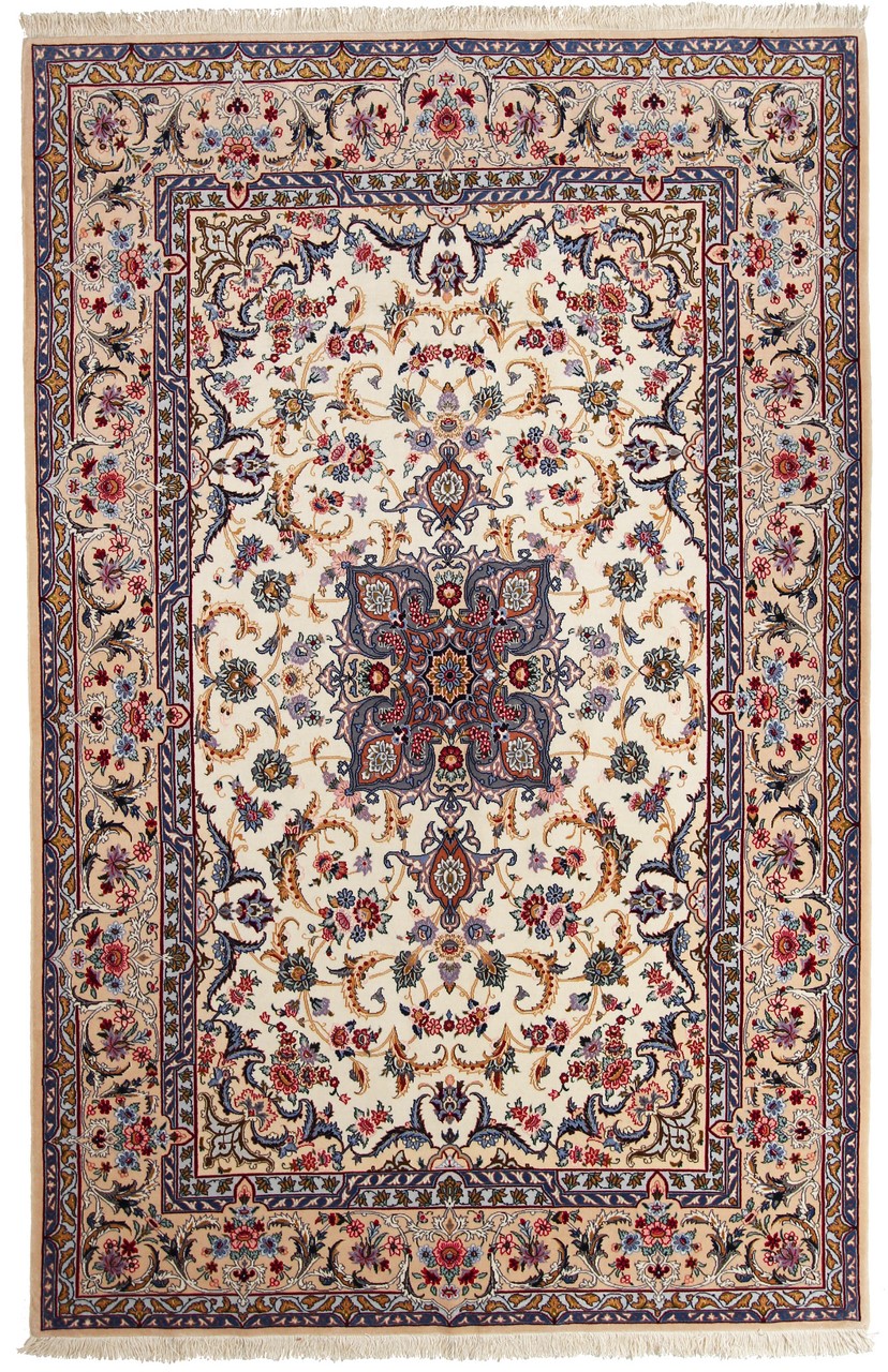Persian Rug Isfahan Silk Warp 228x146 228x146, Persian Rug Knotted by hand