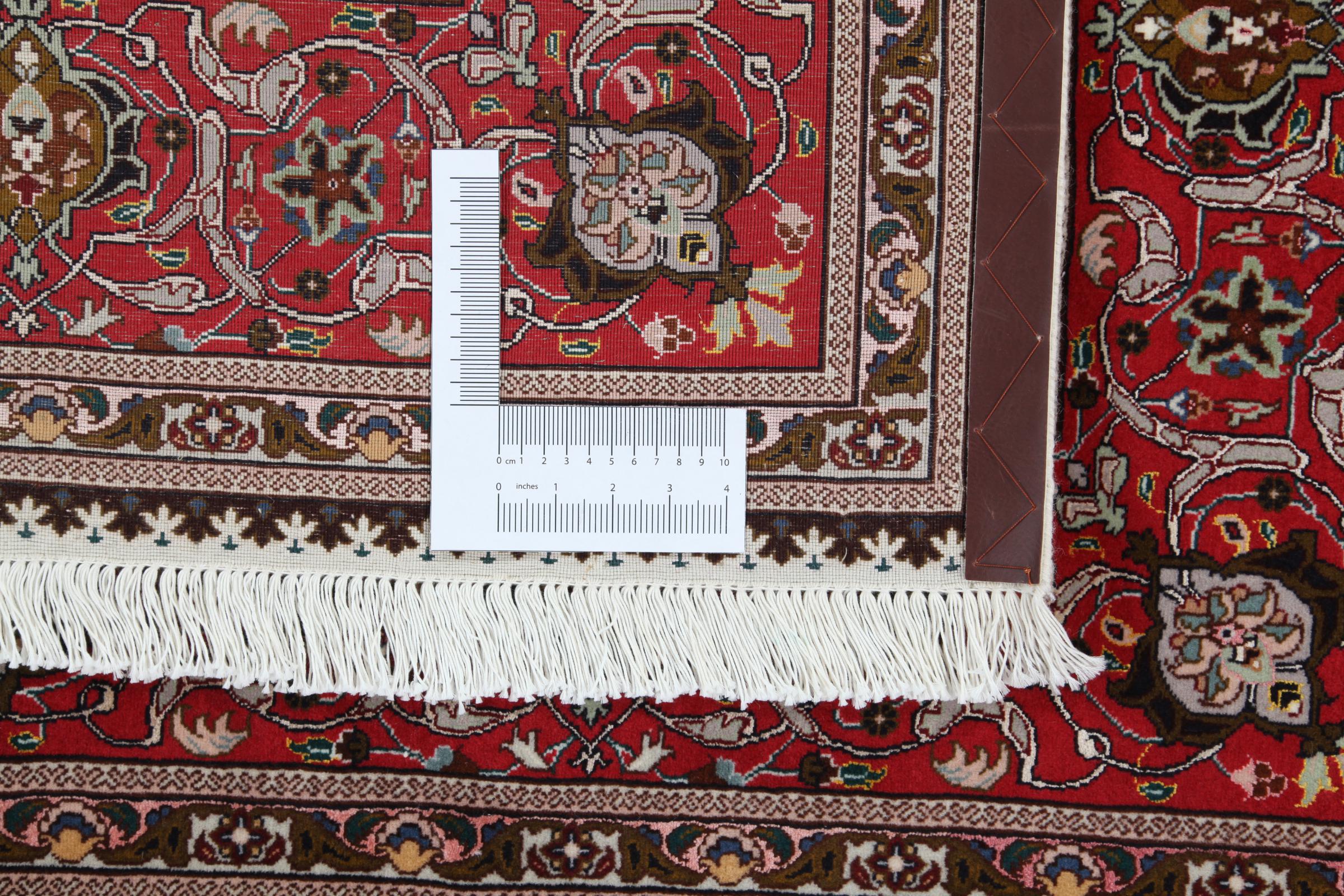 UNIQRUGS Persian Tabriz 50Raj Rug 6'9x6'8 Square Beige/Dunkelbraun (Hand-Knotted, Iran/Persia, Wool/Silk)