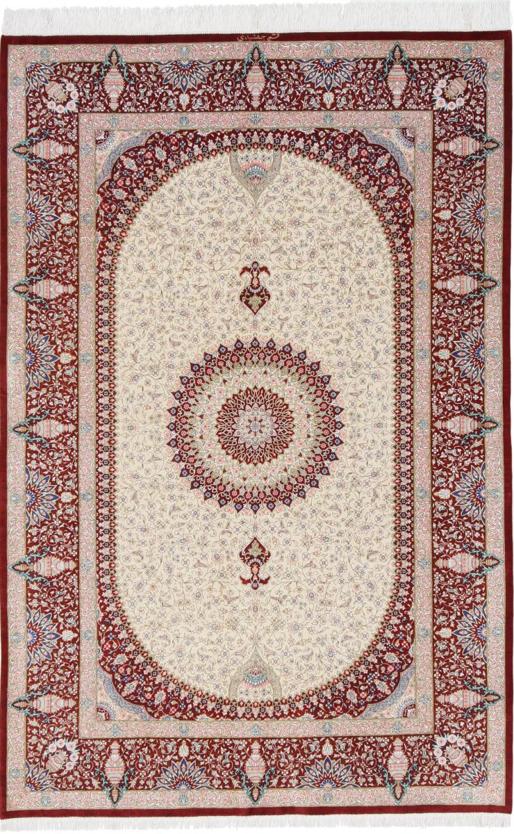 Persisk tæppe Ghom Silke 200x131 200x131, Persisk tæppe Knyttet i hånden